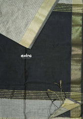 Grey - Maheswari - Premium lightweigt cotton silk with contrast pallu and blouse